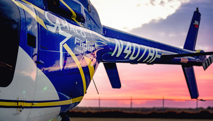 Tail rotor of emergency flight helicopter